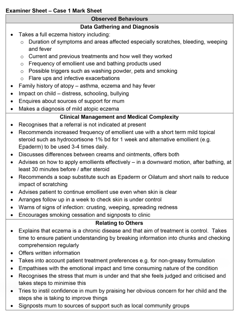 MRCGP SCA mark scheme